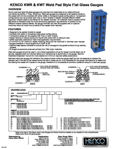 WELD PAD LIQUID LEVEL GAUGES 08.20 - Kenco