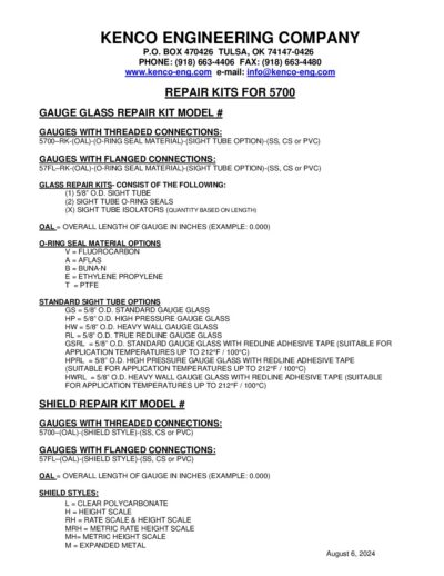 5700 REPAIR KITS - 2024 - Kenco