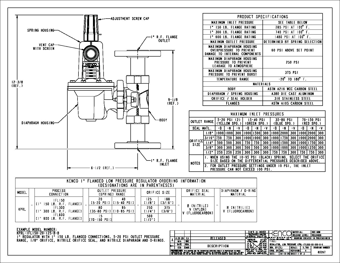 KPRL-1FLXXX-XX-XXX-X-X OUTLINE DRAWING - Kenco